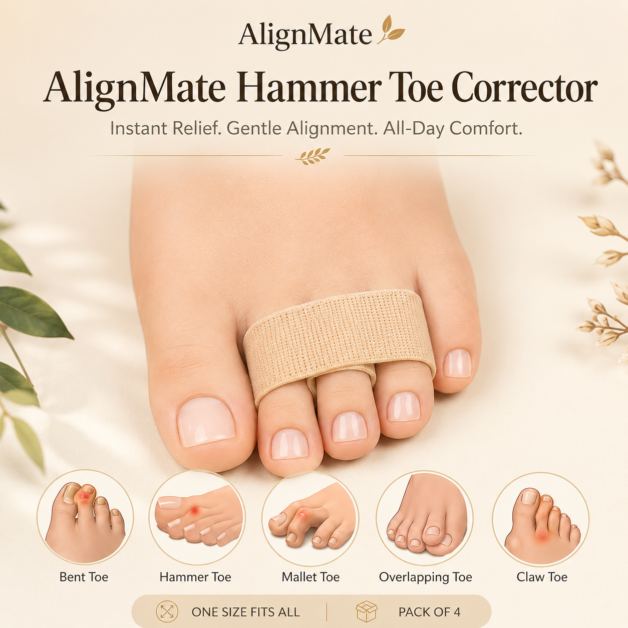AlignMate Hammer Toe Corrector™ for Bent, Claw, Mallet & Overlapping Toes