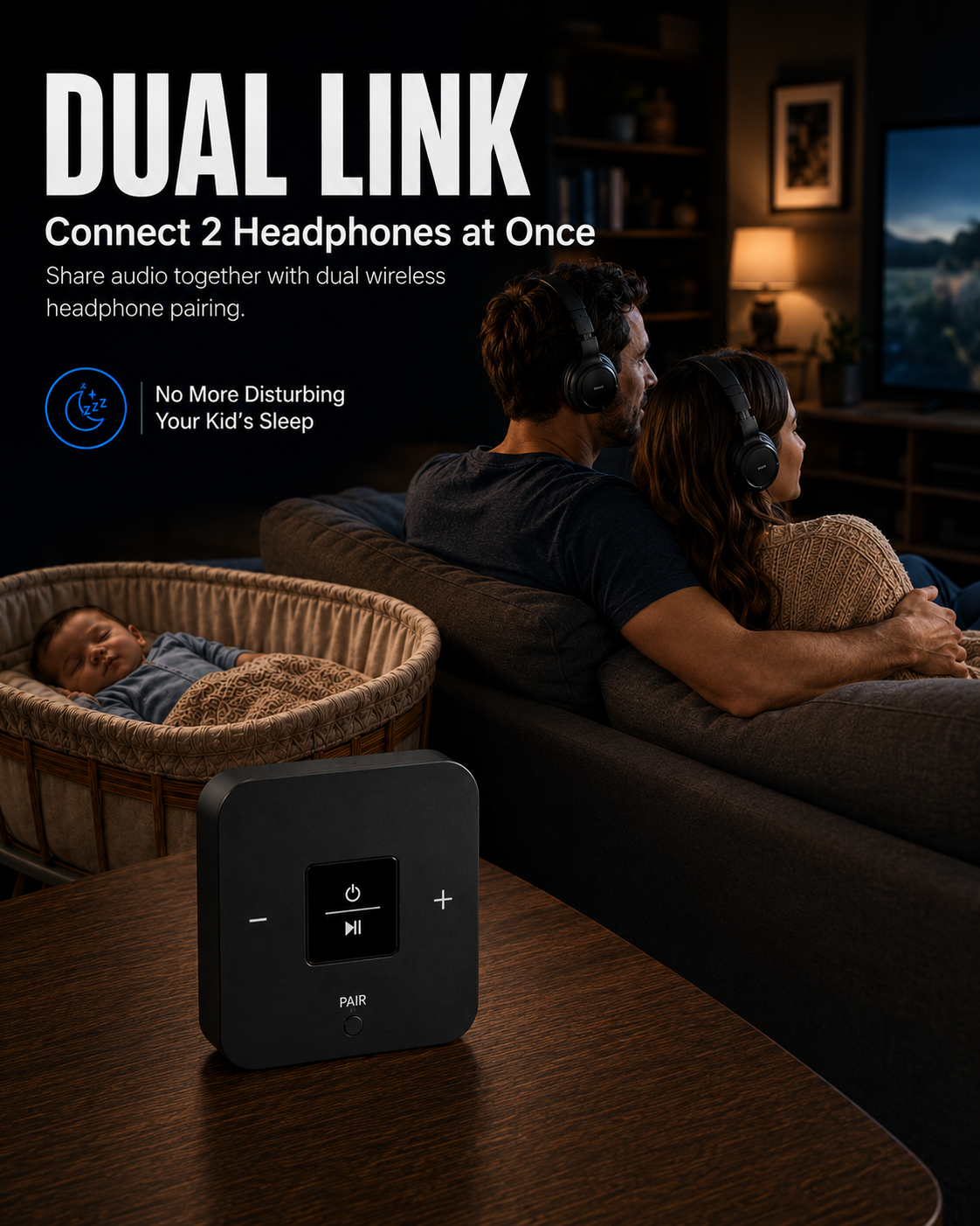QuietCast Bluetooth TV Audio Adapter-Watch TV Without Disturbing Anyone