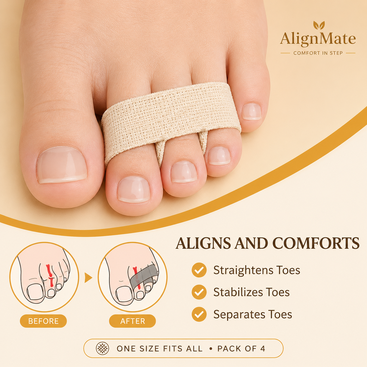 AlignMate Hammer Toe Corrector™ for Bent, Claw, Mallet & Overlapping Toes