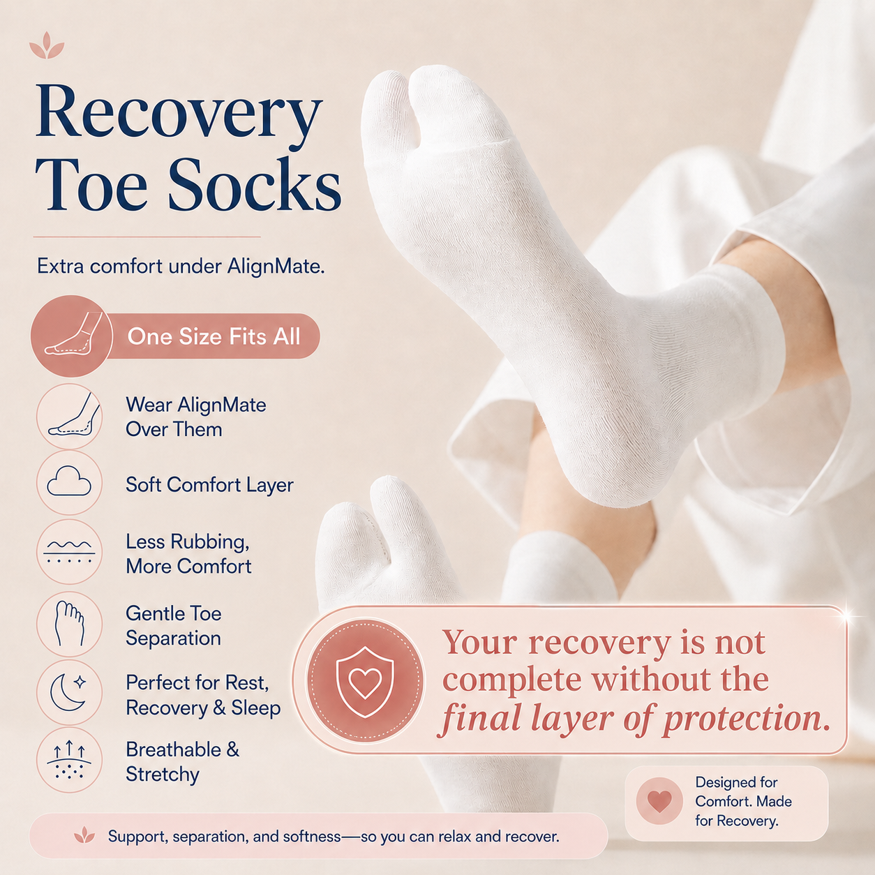 AlignMate Split-Toe Recovery Socks™- Pack of 3