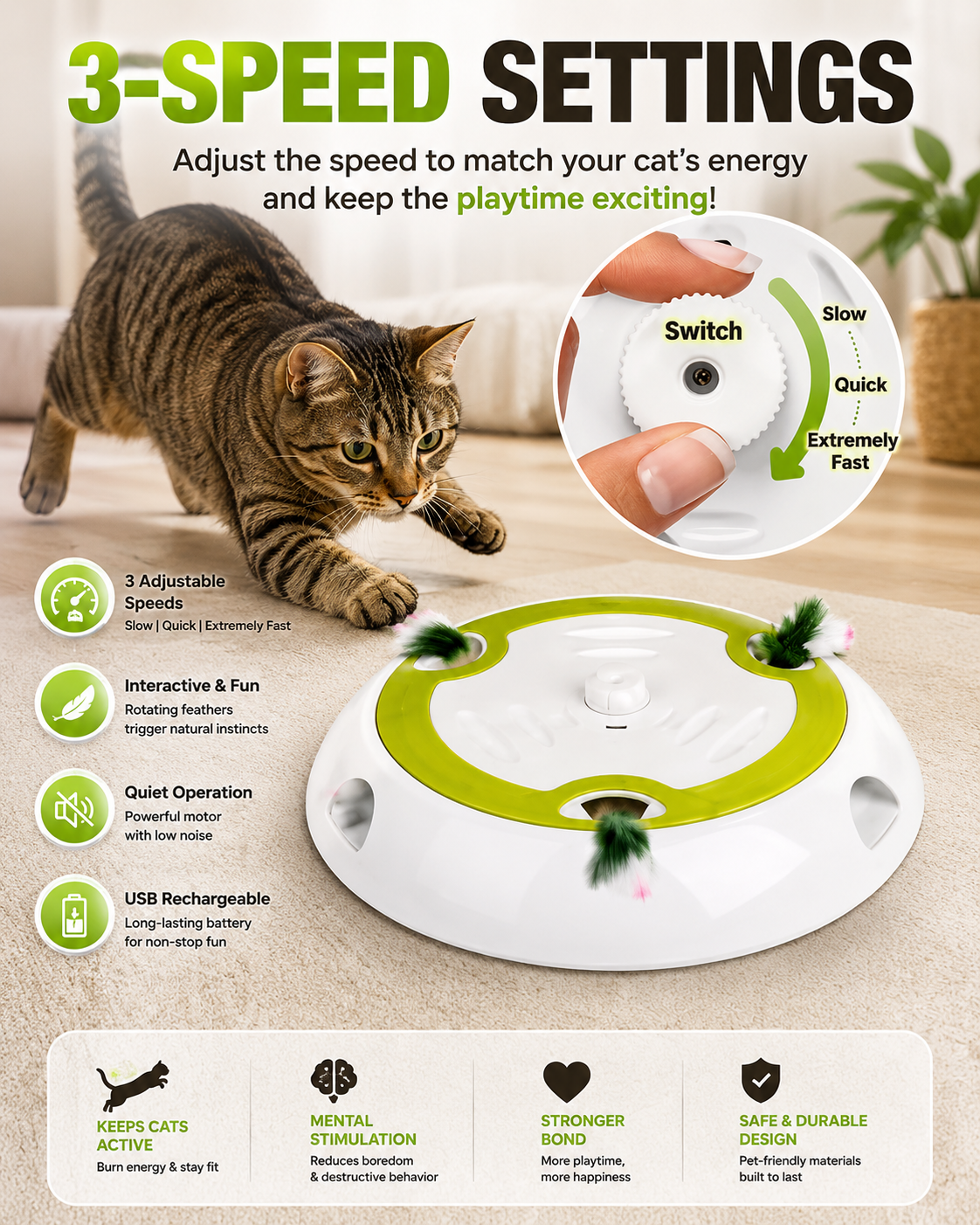 PurrChase AutoPop-keep your cat chasing, pouncing, and curious