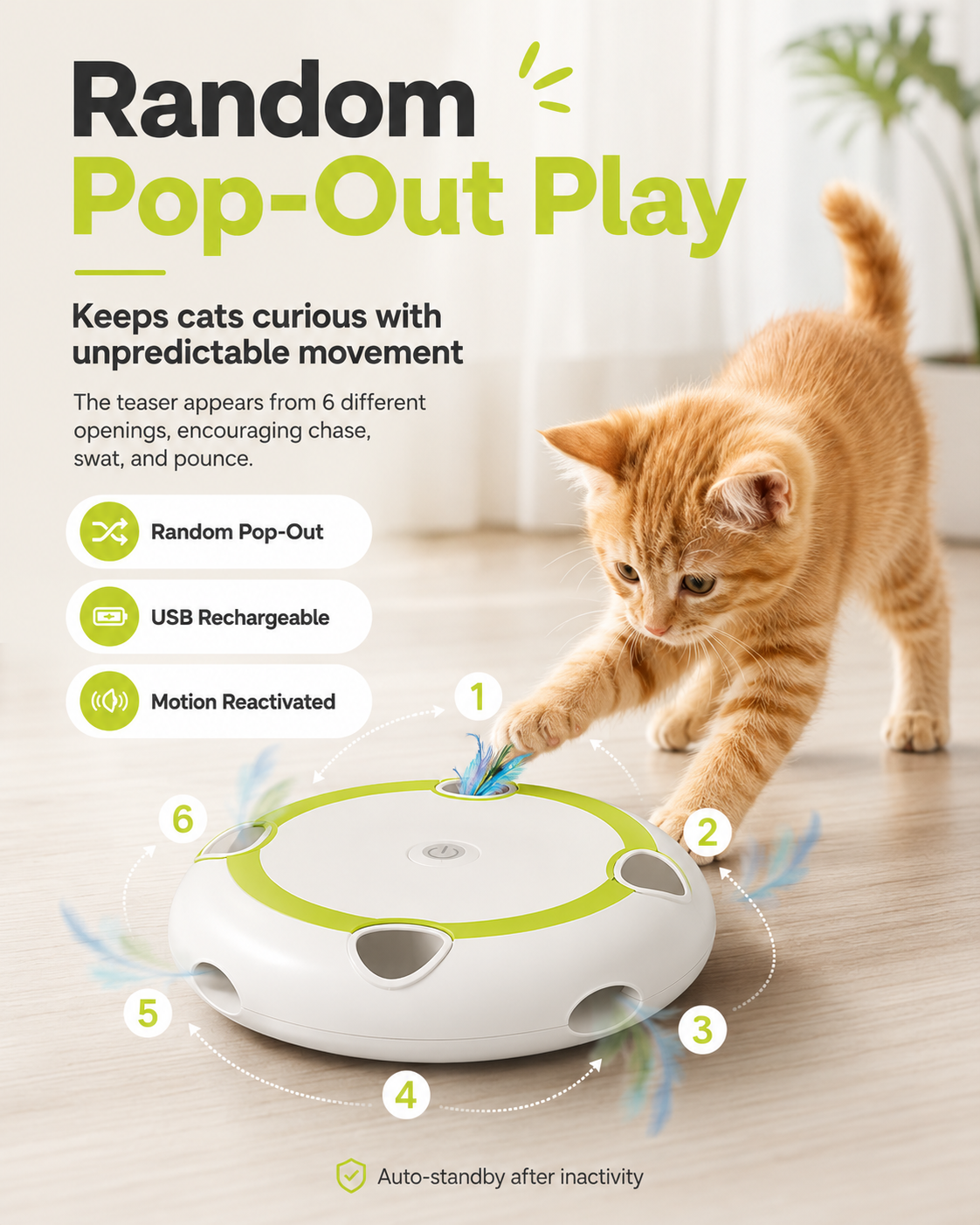 PurrChase AutoPop-keep your cat chasing, pouncing, and curious