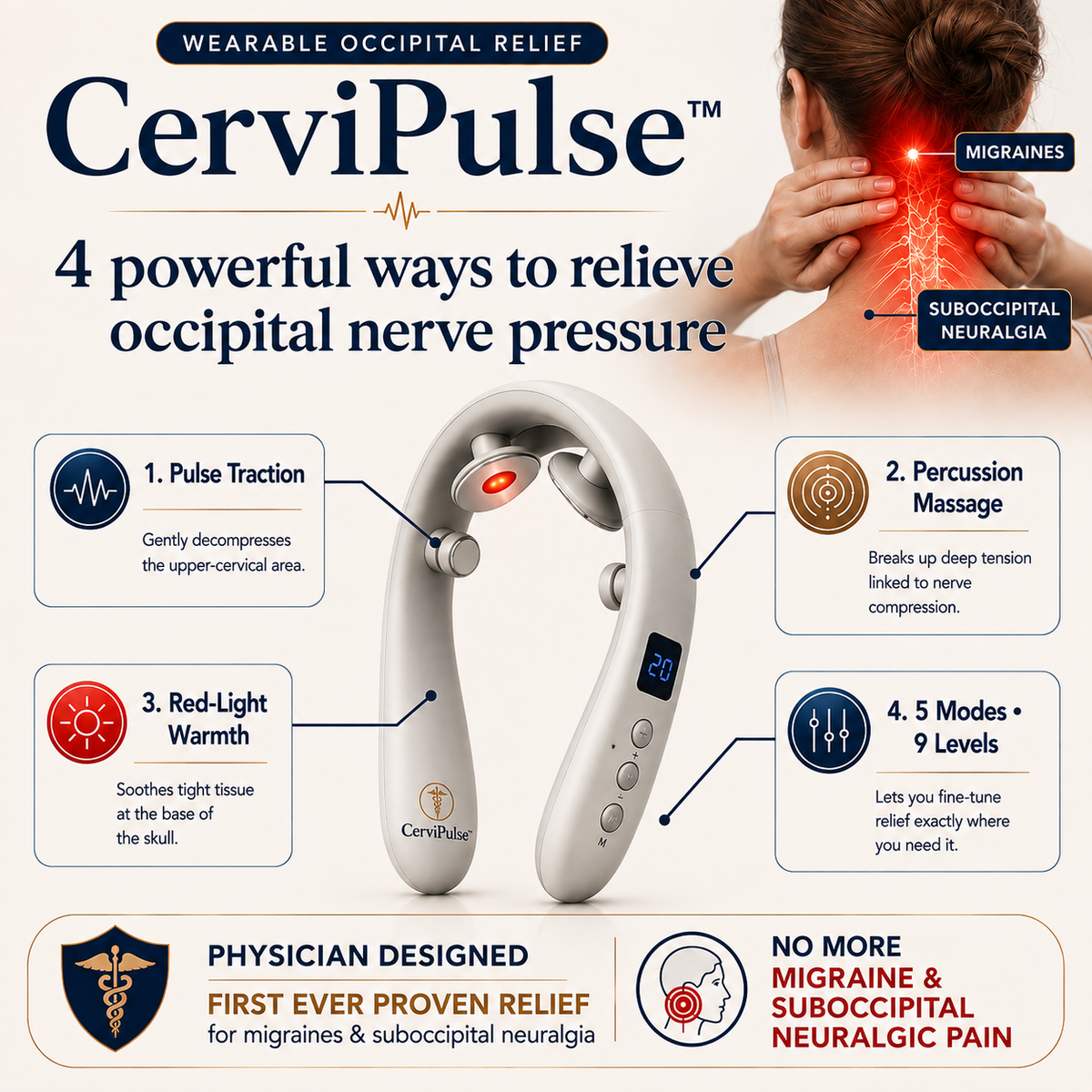 CerviPulse-No More Recurring Headaches From Occipital Neuralgia, Migraines and Cervical.